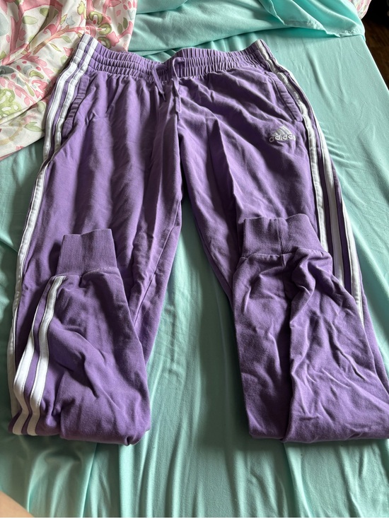 adidas Pants - adidas Lavender Track Pants with White Three Stripes